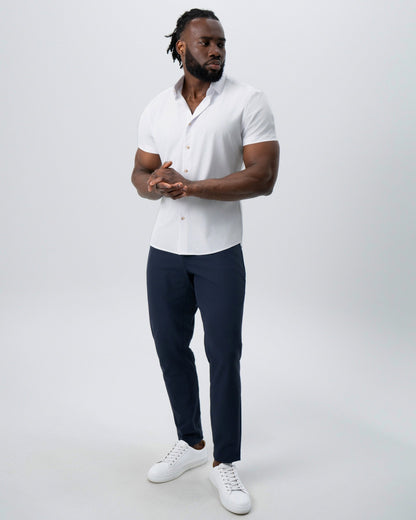 State & Liberty "The Marco" Solid White with Tortoise Shell Buttons