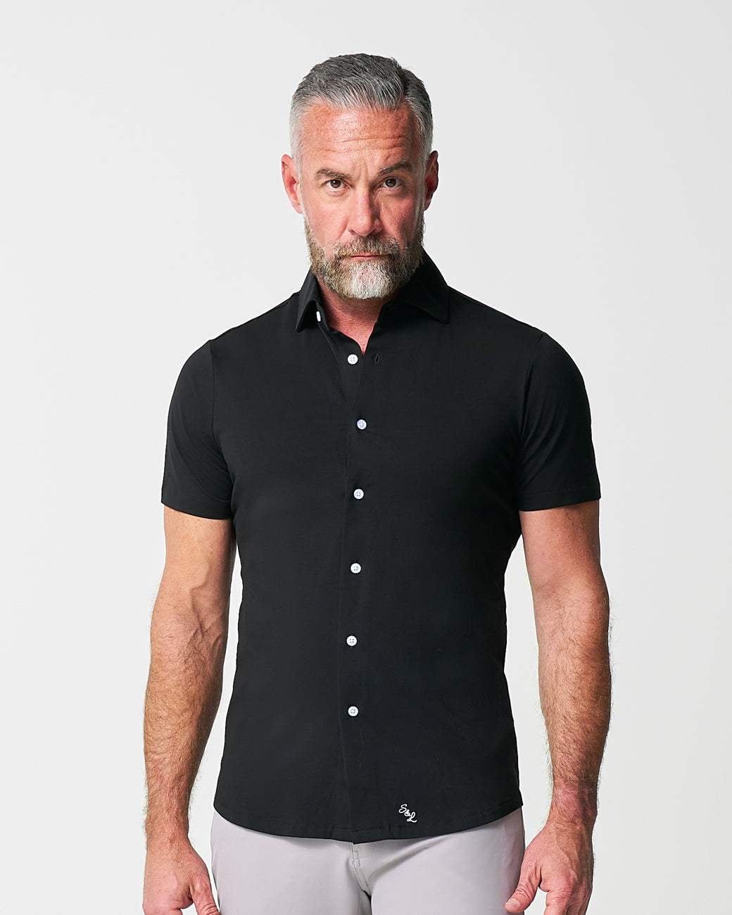 State & Liberty "The Roth" Black Short Sleeve Button Down