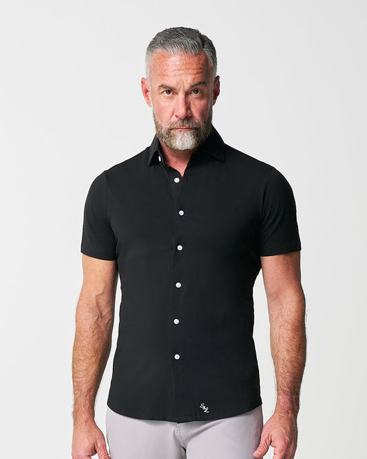 State & Liberty "The Roth" Black Short Sleeve Button Down