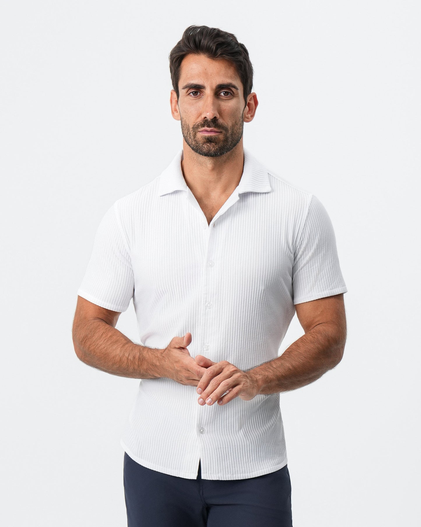 State & Liberty Seersucker Short Sleeve Button Down - White