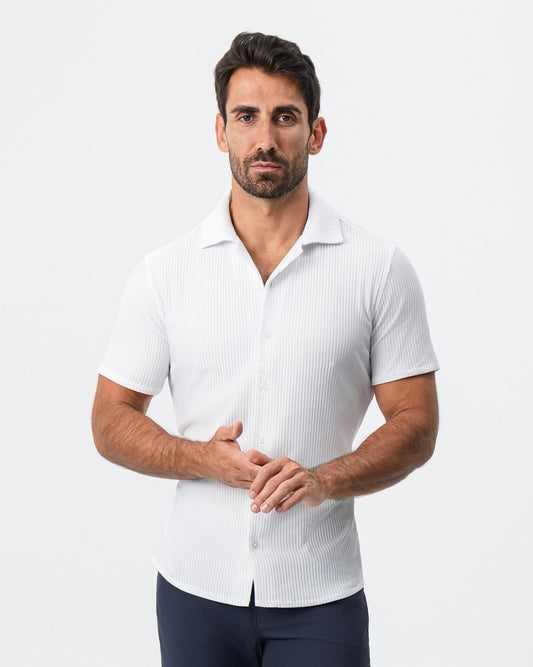 State & Liberty Seersucker Short Sleeve Button Down - White