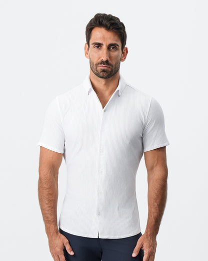 State & Liberty Seersucker Short Sleeve Button Down - White