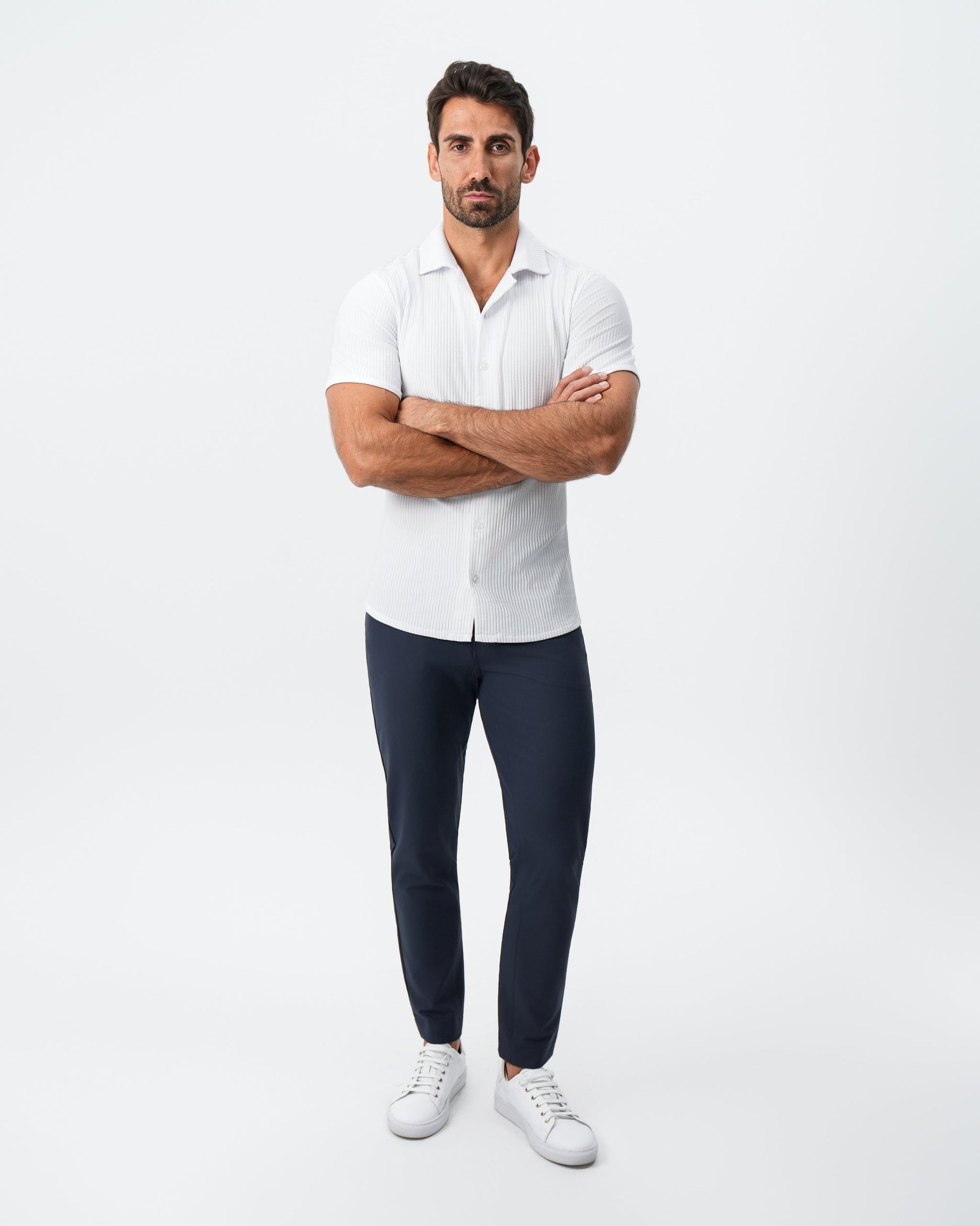 State & Liberty Seersucker Short Sleeve Button Down - White