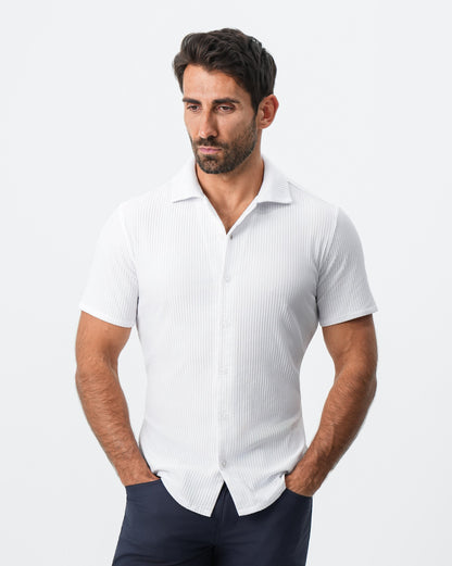 State & Liberty Seersucker Short Sleeve Button Down - White