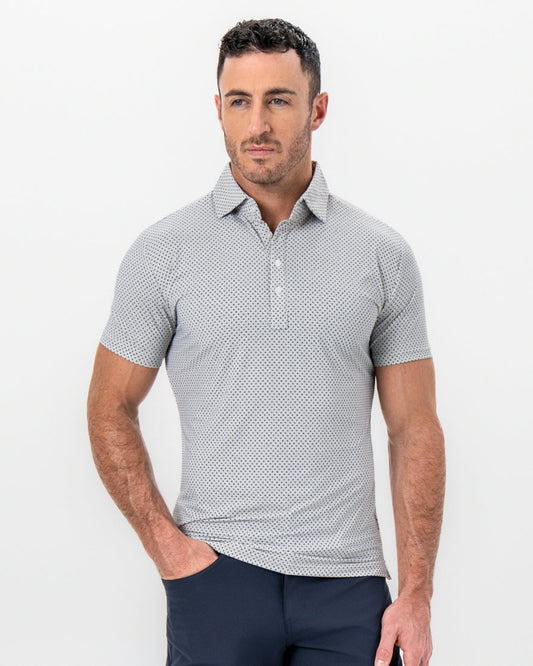 State & Liberty "The Frost" White with Navy Square Print