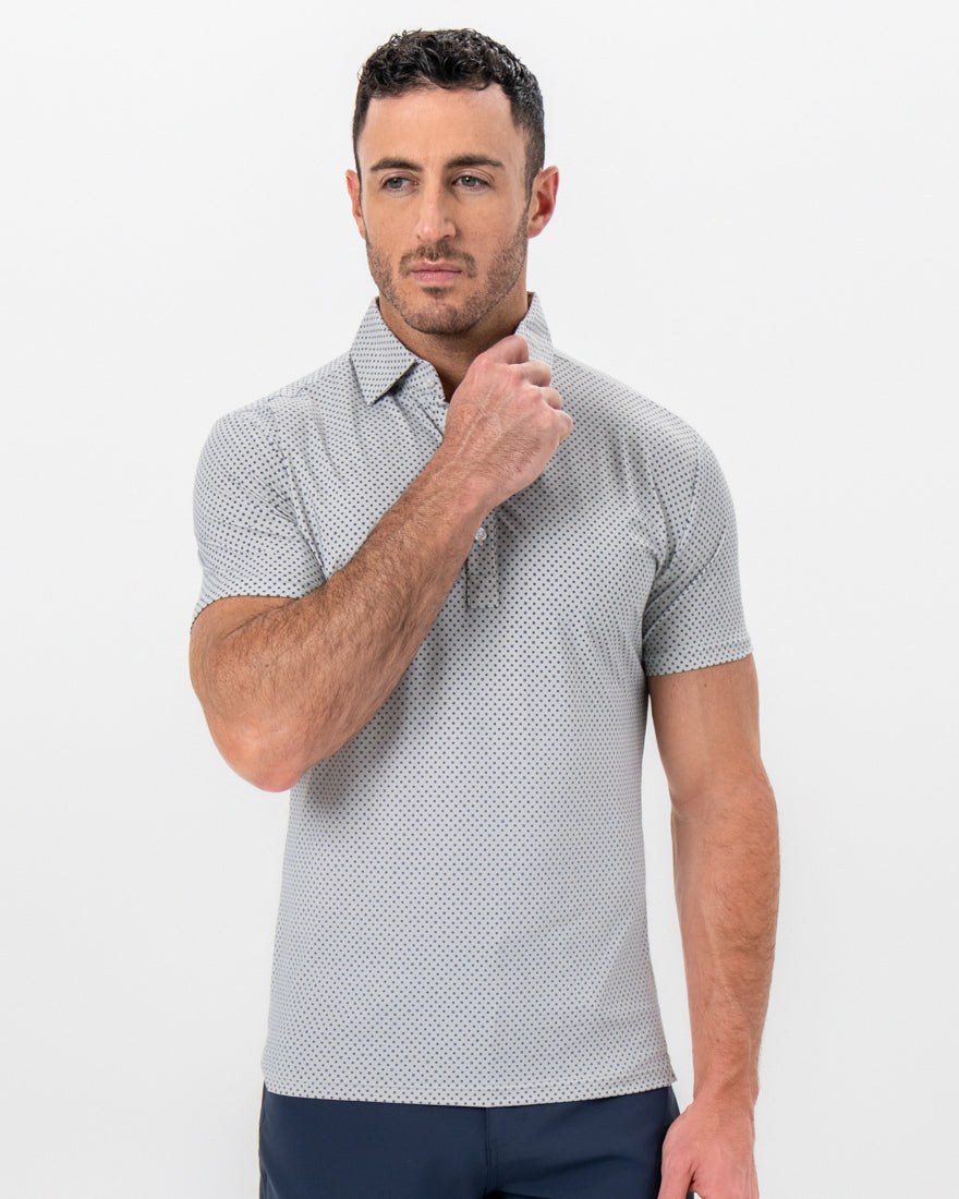 State & Liberty "The Frost" White with Navy Square Print
