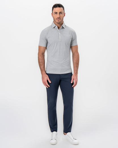 State & Liberty "The Frost" White with Navy Square Print