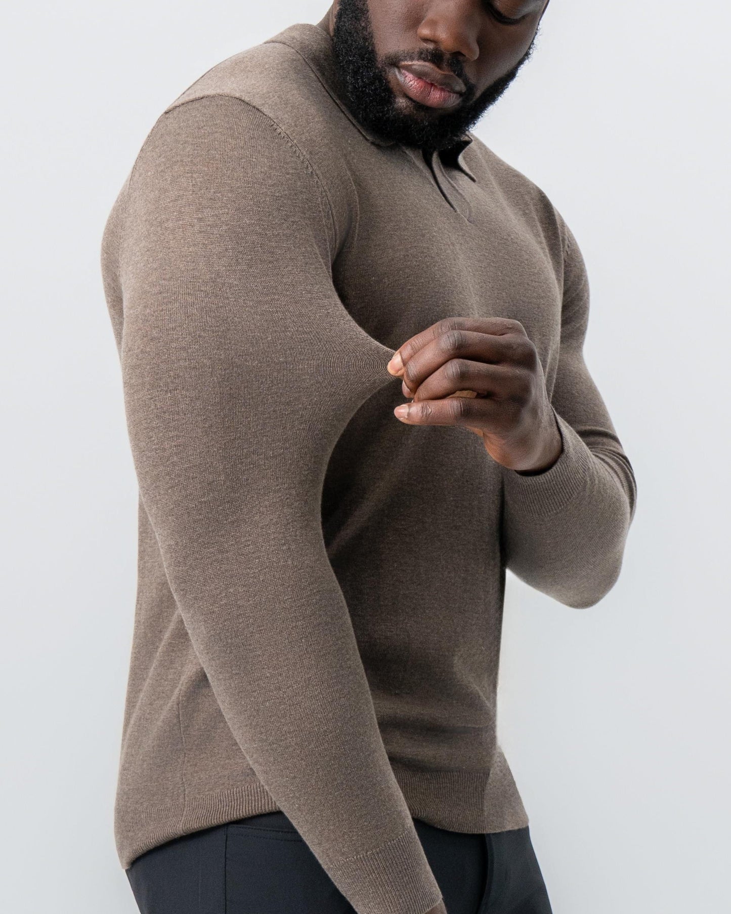 State & Liberty Buttonless Sweater Polo - Brown