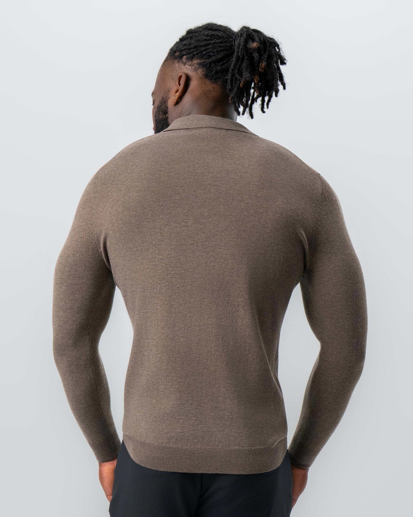State & Liberty Buttonless Sweater Polo - Brown