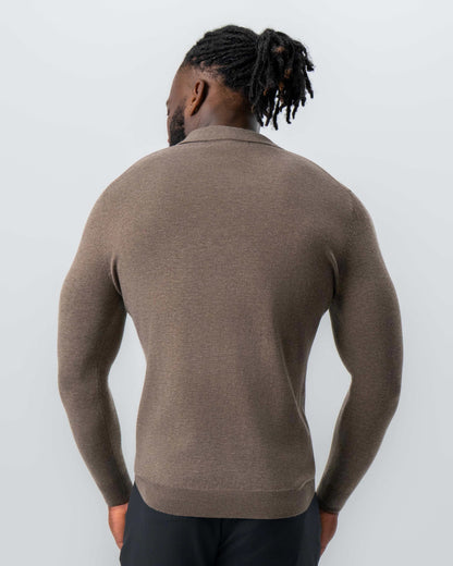 State & Liberty Buttonless Sweater Polo - Brown