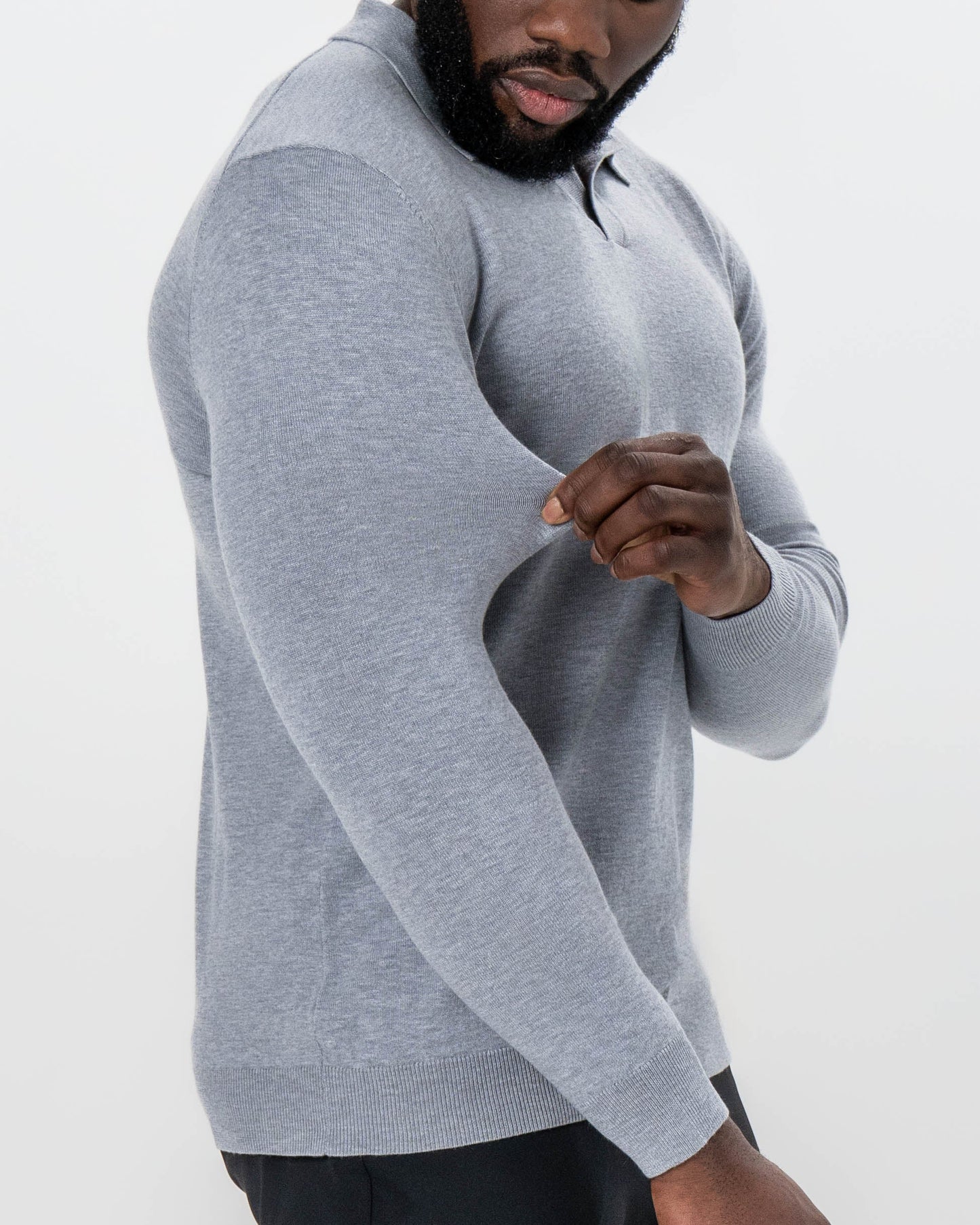 State & Liberty Buttonless Sweater Polo - Light Grey