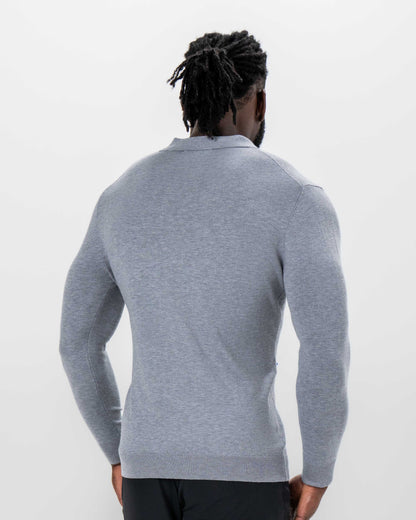 State & Liberty Buttonless Sweater Polo - Light Grey