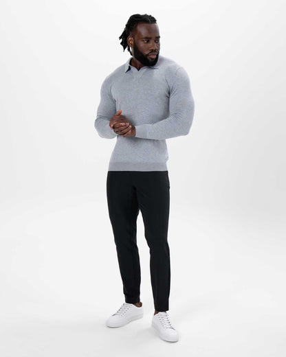 State & Liberty Buttonless Sweater Polo - Light Grey