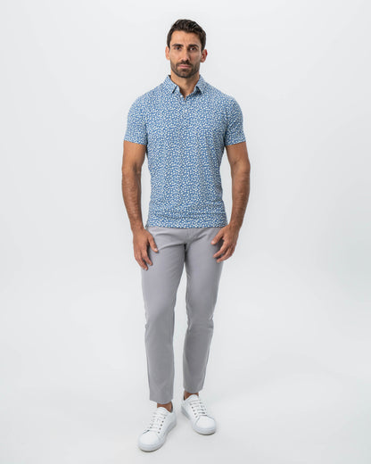 State & Liberty "The Ken" White & Light Blue Floral Print Polo