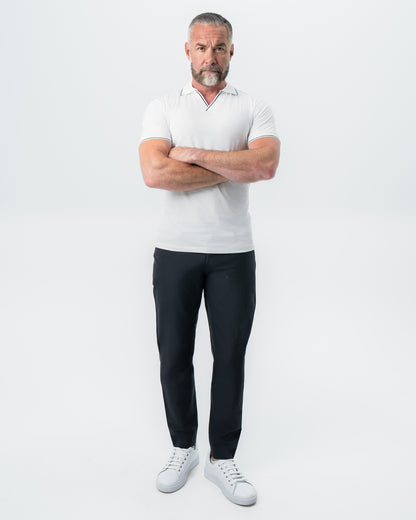 State & Liberty "The Parkway" White with Black Tipped Polo