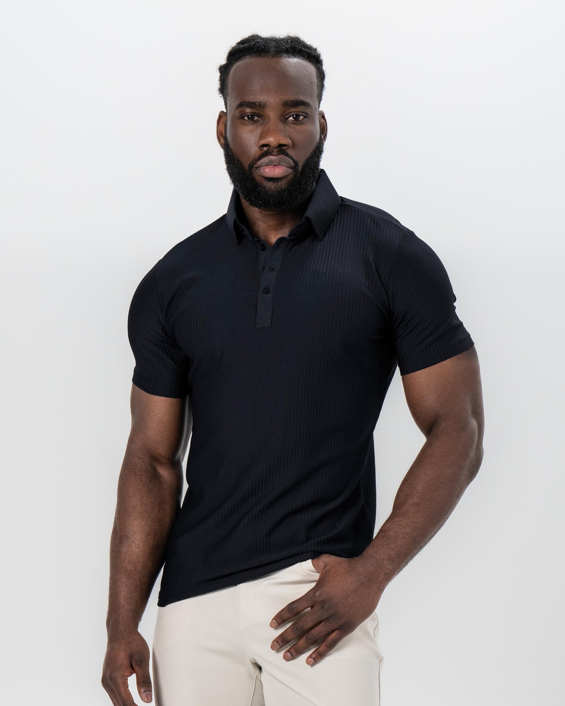 State & Liberty Seersucker Polo - Black