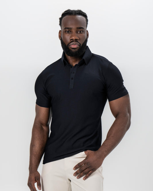 State & Liberty Seersucker Polo - Black