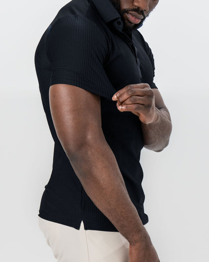 State & Liberty Seersucker Polo - Black