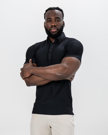 State & Liberty Seersucker Polo - Black