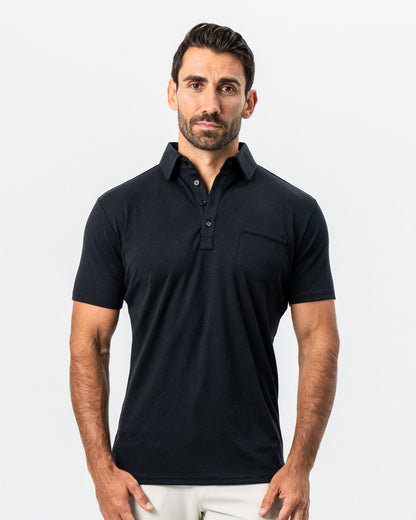 State & Liberty "The Mercury" Black Pique Polo