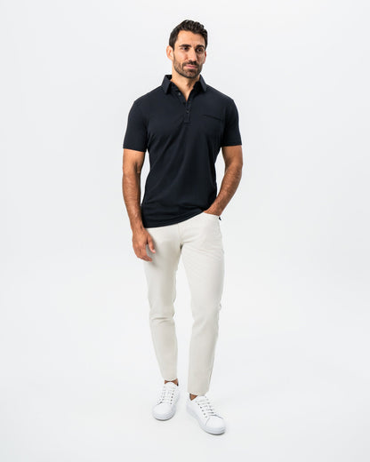 State & Liberty "The Mercury" Black Pique Polo