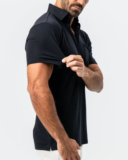 State & Liberty "The Mercury" Black Pique Polo