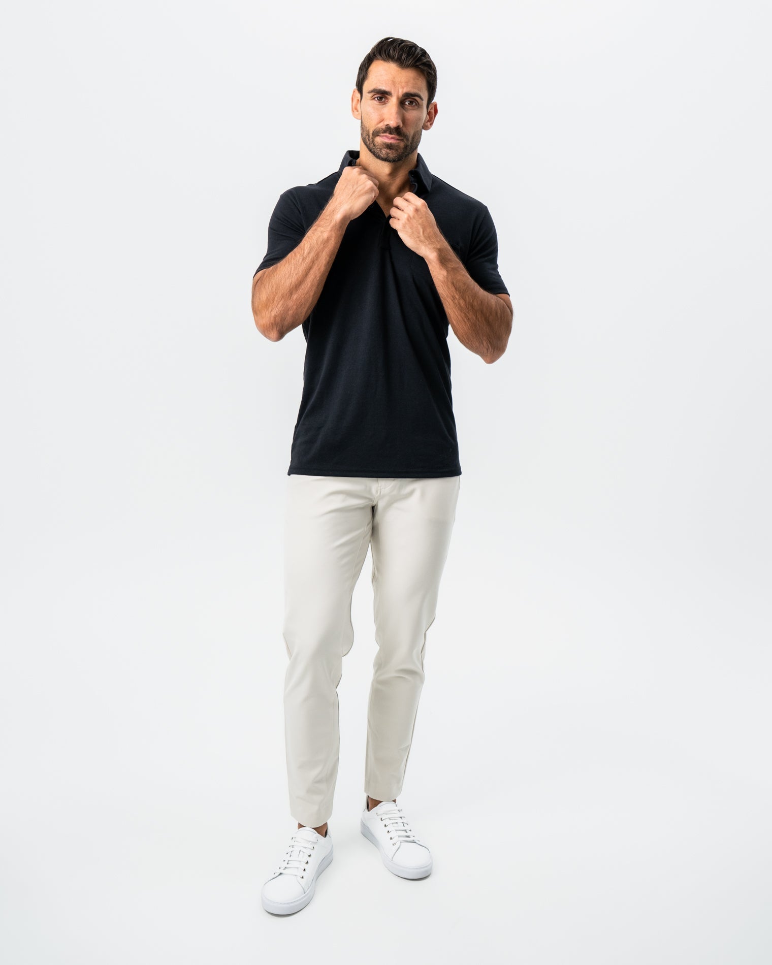 State & Liberty "The Mercury" Black Pique Polo