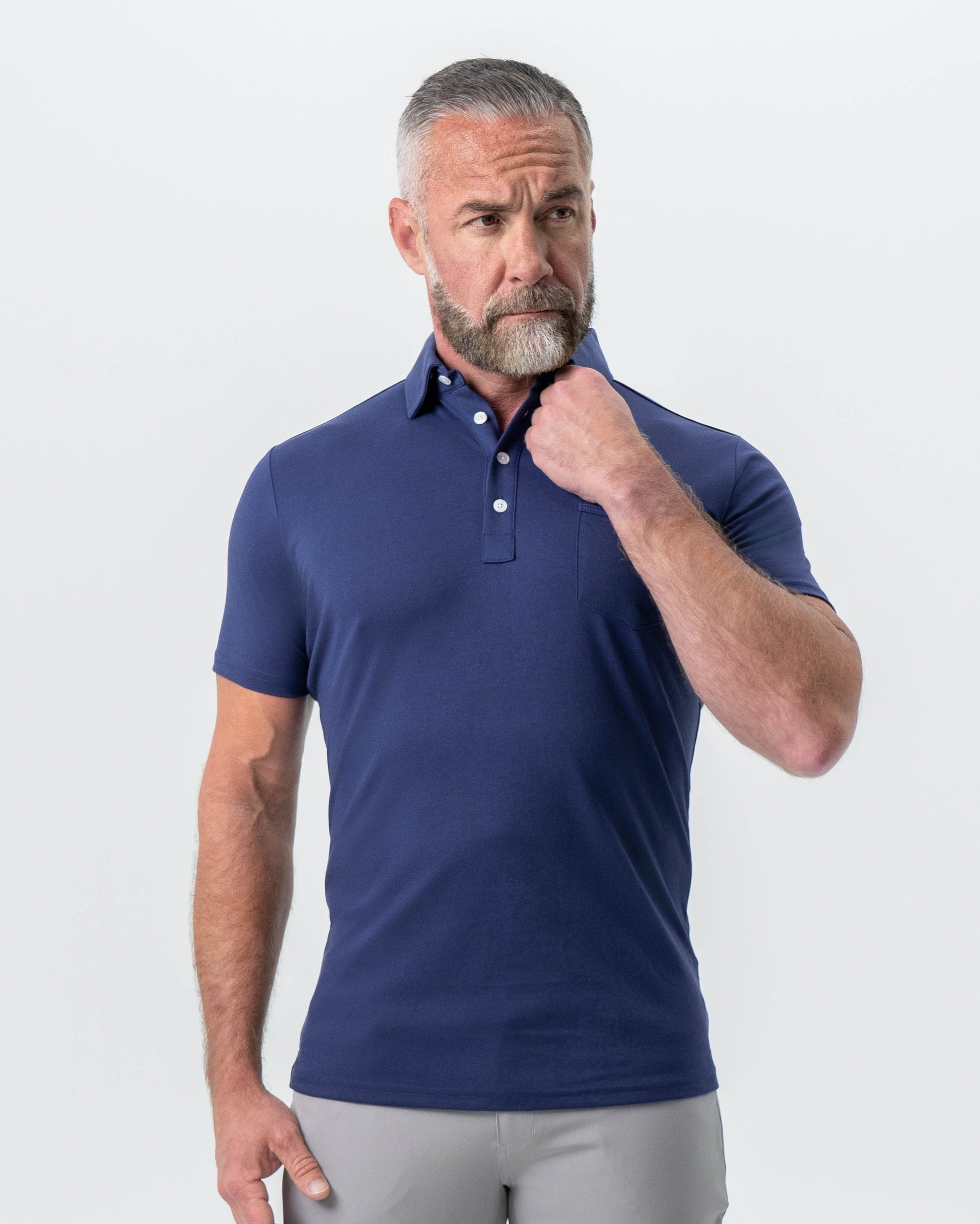State & Liberty "The Harden" Navy Pique Polo