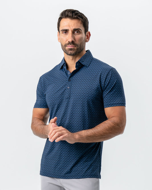 State & Liberty "The Zeus" Diamond Navy & Light Blue Circle Polo