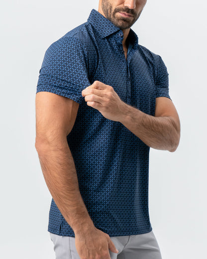 State & Liberty "The Zeus" Diamond Navy & Light Blue Circle Polo