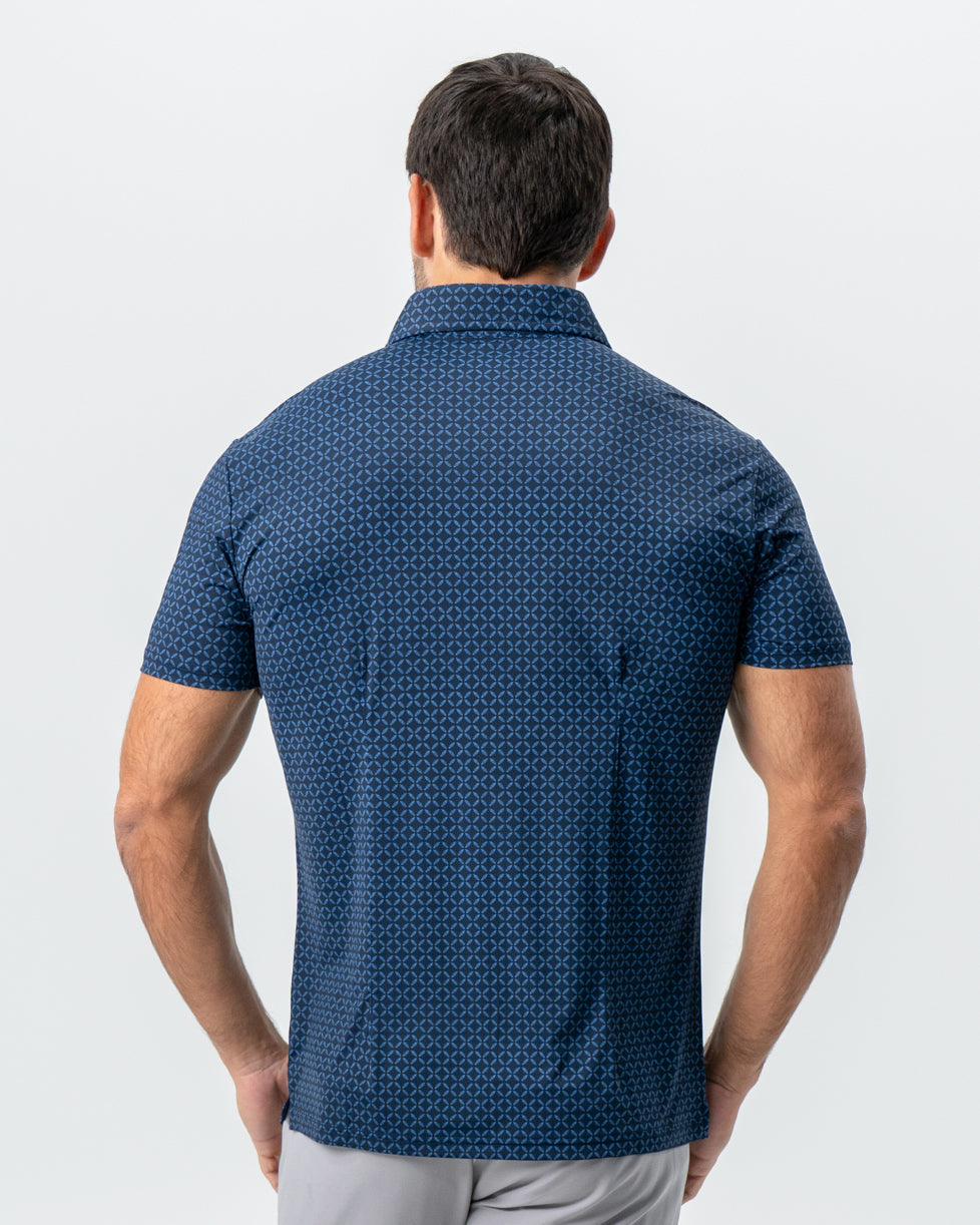 State & Liberty "The Zeus" Diamond Navy & Light Blue Circle Polo