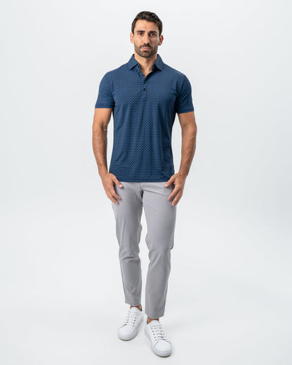 State & Liberty "The Zeus" Diamond Navy & Light Blue Circle Polo