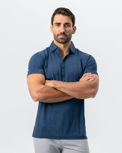 State & Liberty "The Zeus" Diamond Navy & Light Blue Circle Polo