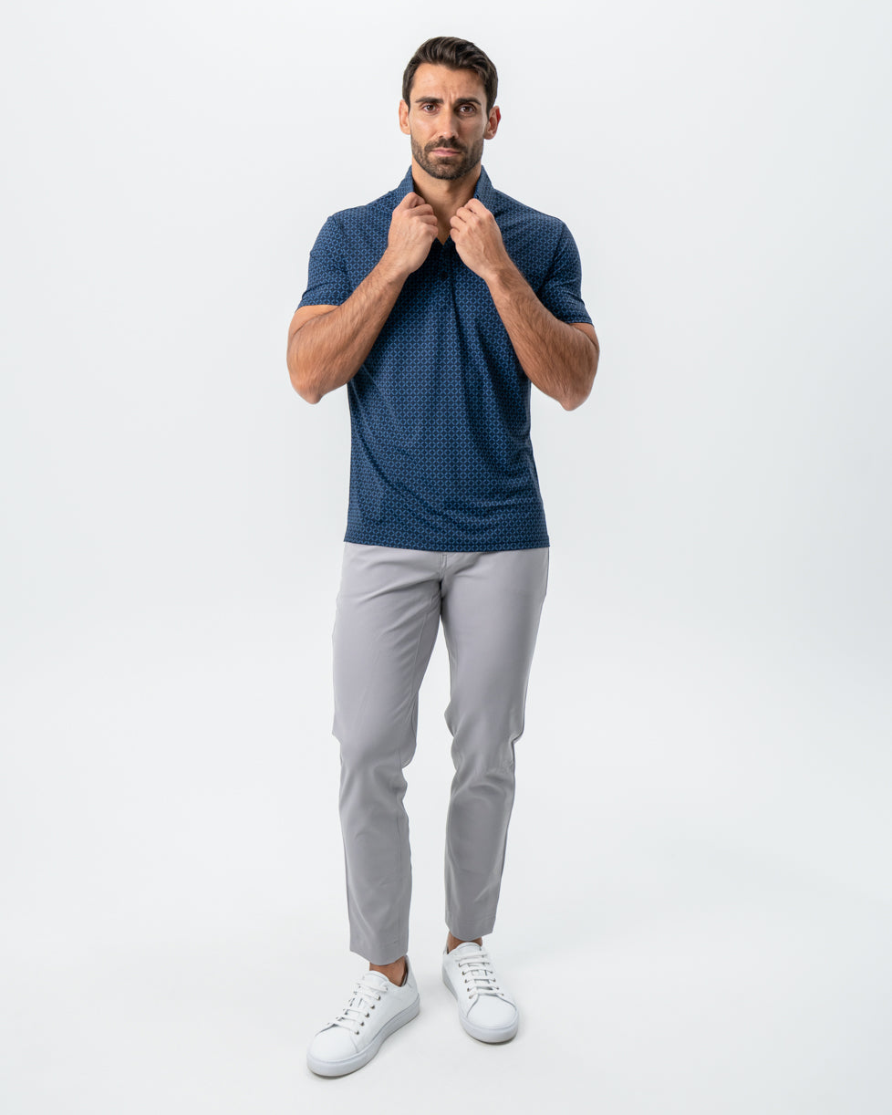 State & Liberty "The Zeus" Diamond Navy & Light Blue Circle Polo