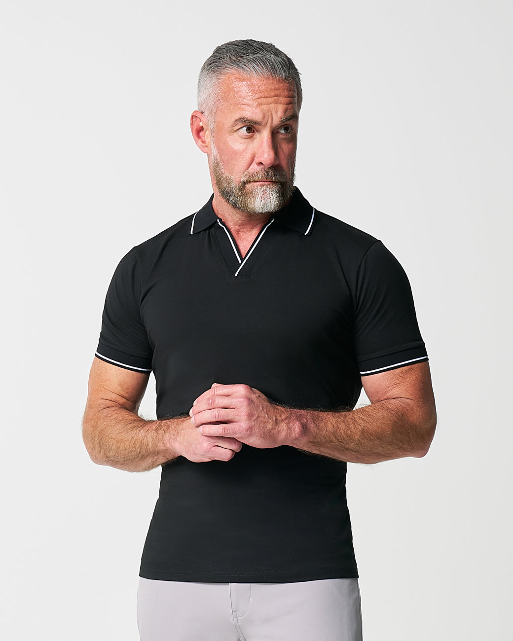 State & Liberty "The Gage" Black with White Tipped Polo