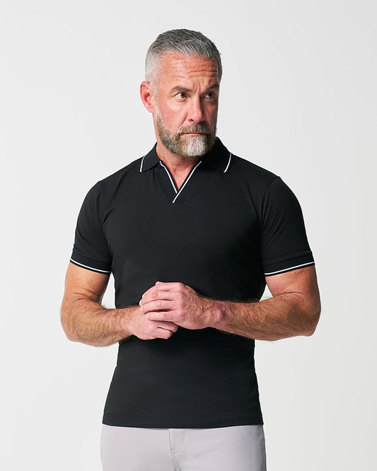 State & Liberty "The Gage" Black with White Tipped Polo