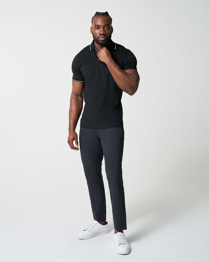 State & Liberty "The Gage" Black with White Tipped Polo