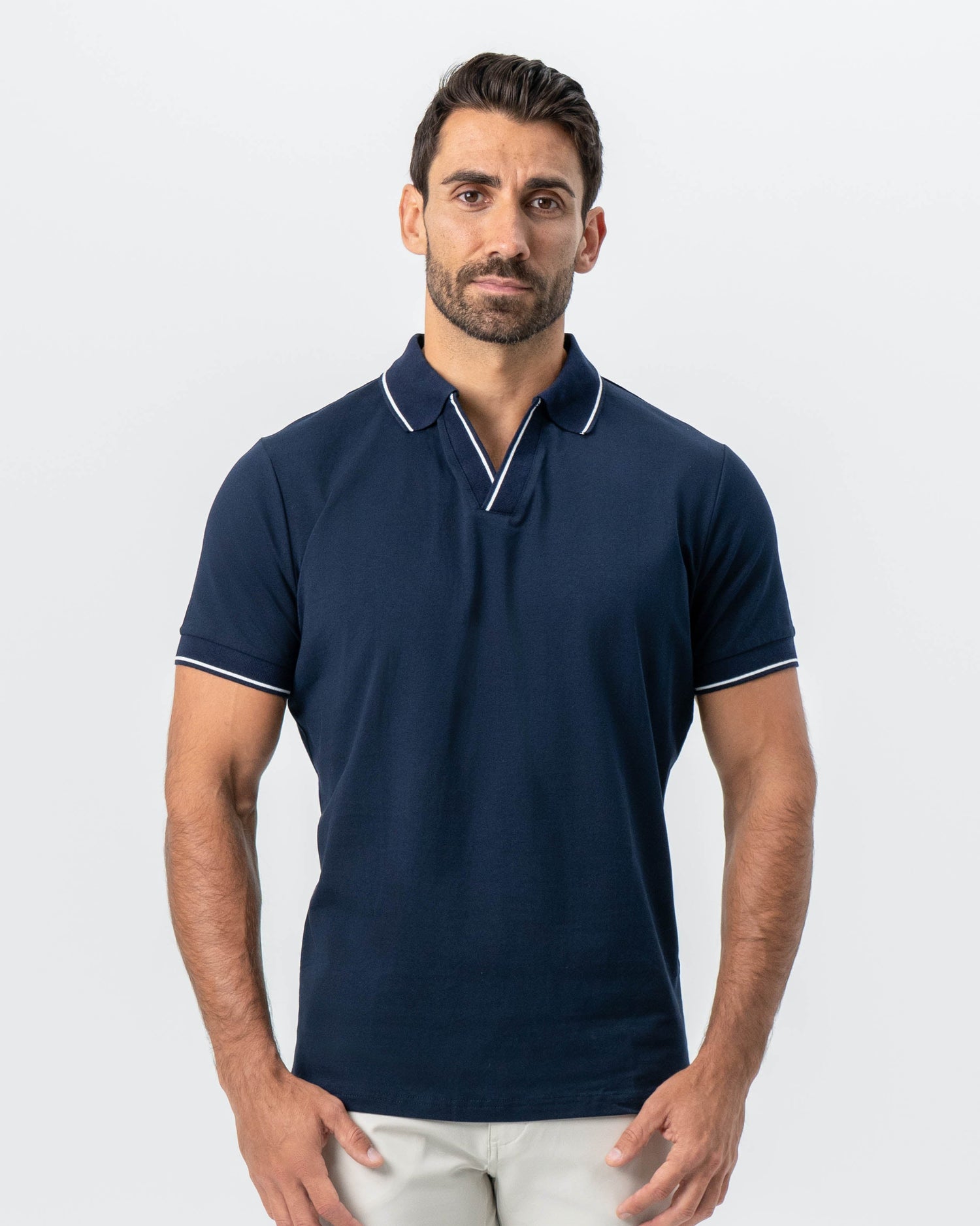 State & Liberty "The Rhett" Navy With White Tipped Polo