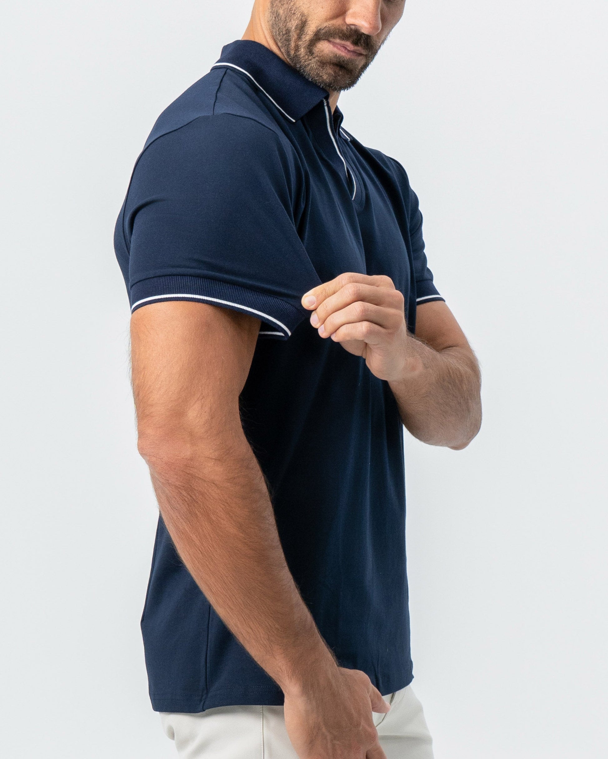 State & Liberty "The Rhett" Navy With White Tipped Polo