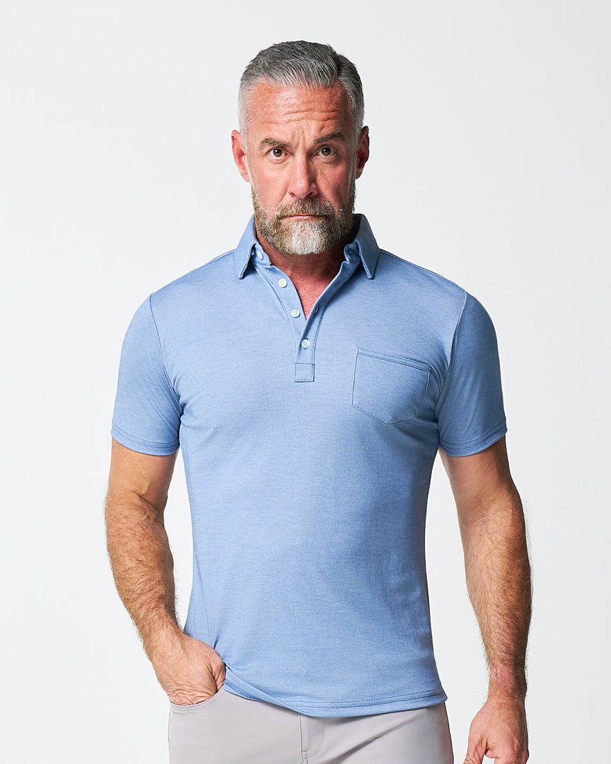 State & Liberty "The Matt" Sky Blue Pique Polo
