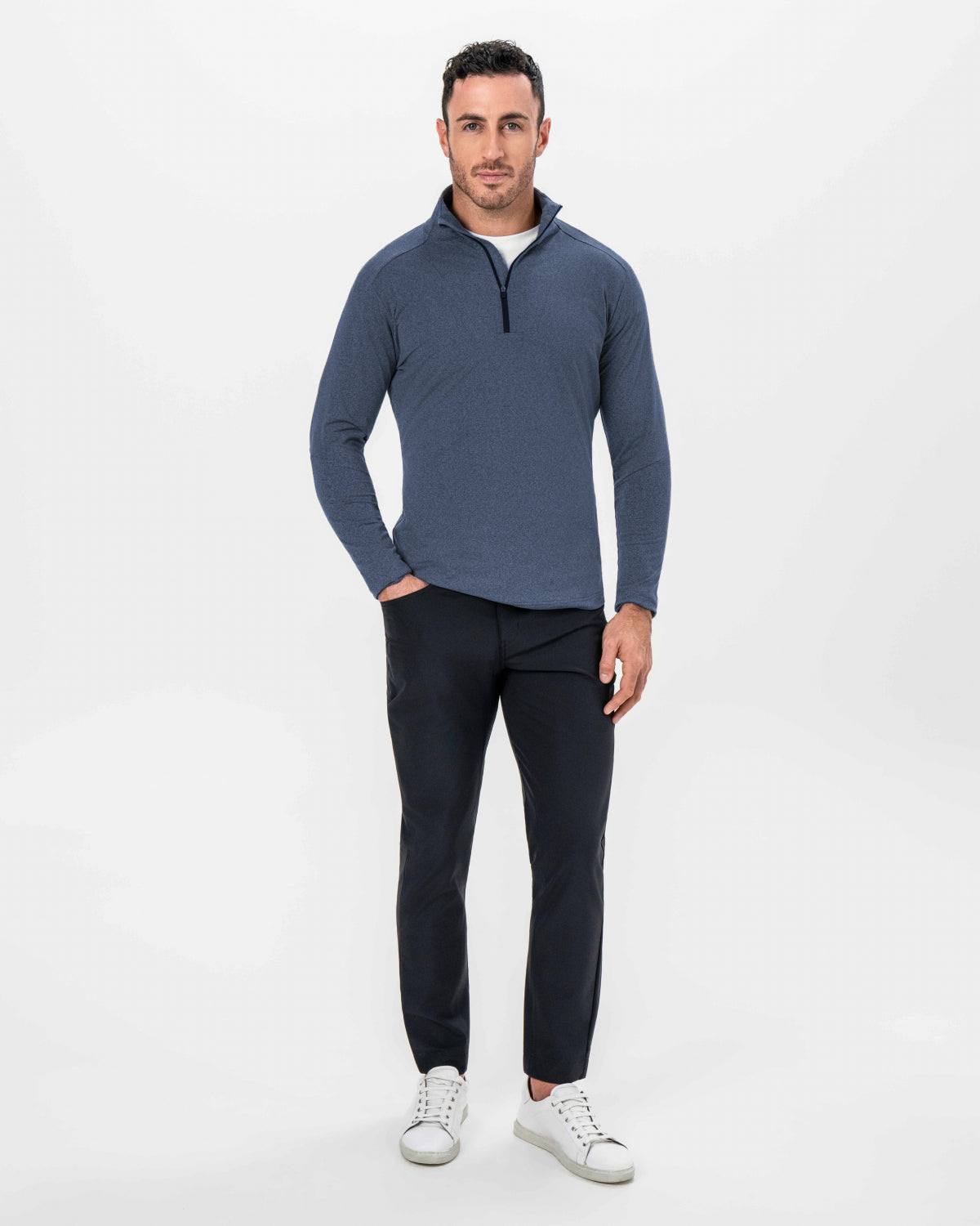 State & Liberty Brushed Quarter Zip - Heathered Navy