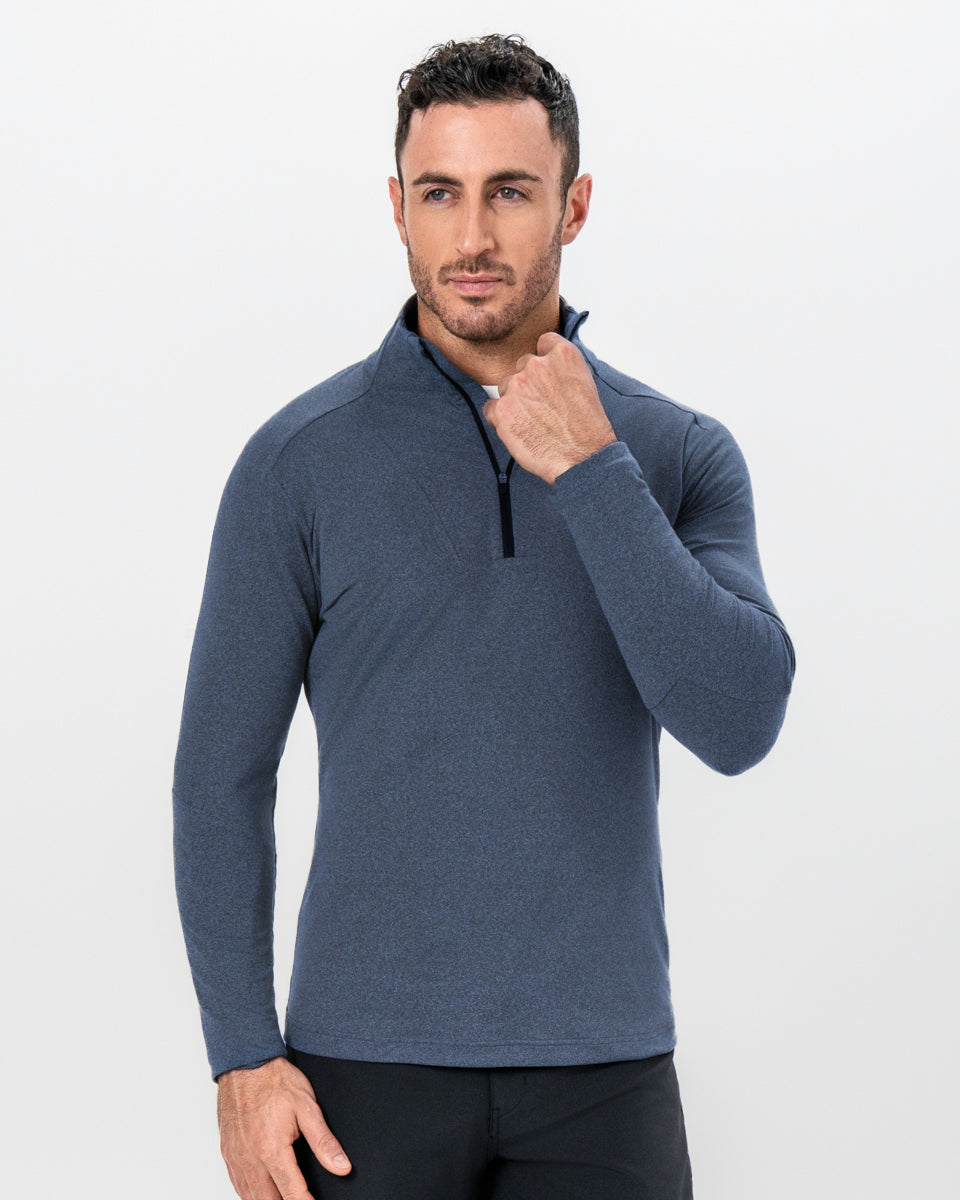 State & Liberty Brushed Quarter Zip - Heathered Navy