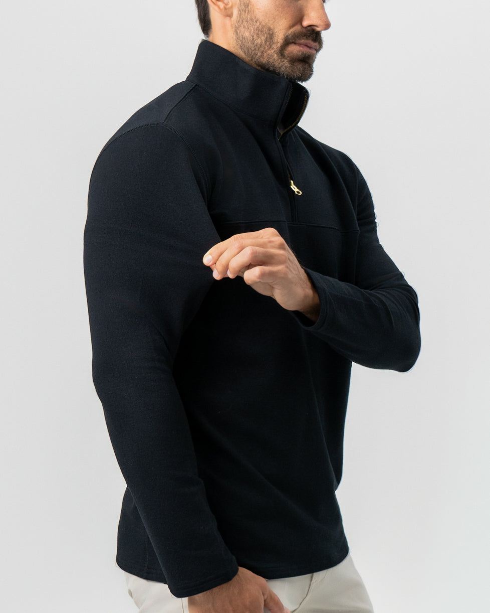 State & Liberty Quarter Zip - Solid Black