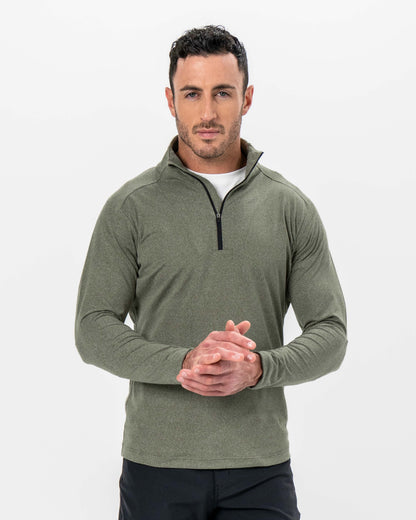 State & Liberty Brushed Quarter Zip - Heathered Olive