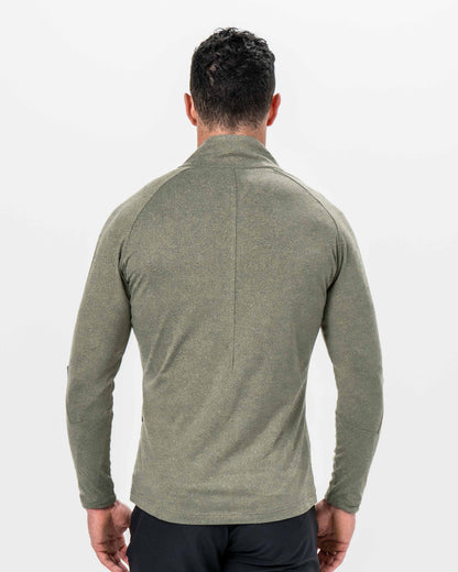 State & Liberty Brushed Quarter Zip - Heathered Olive