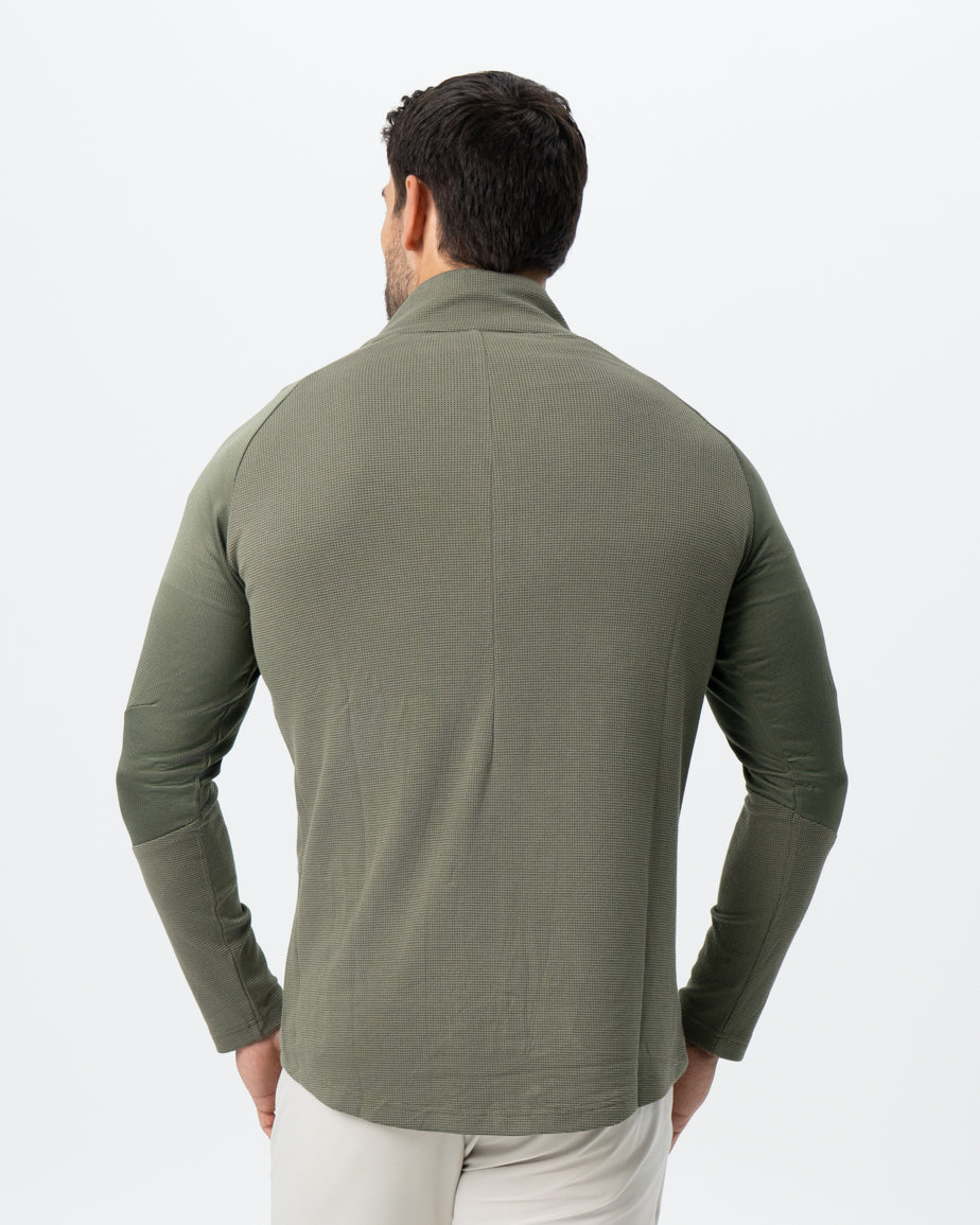 State & Liberty Waffle Knit Quarter Zip - Solid Olive