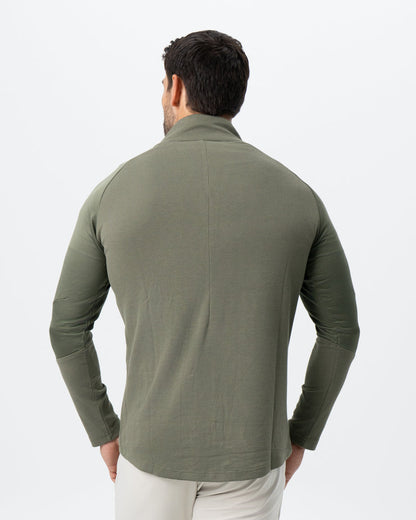 State & Liberty Waffle Knit Quarter Zip - Solid Olive