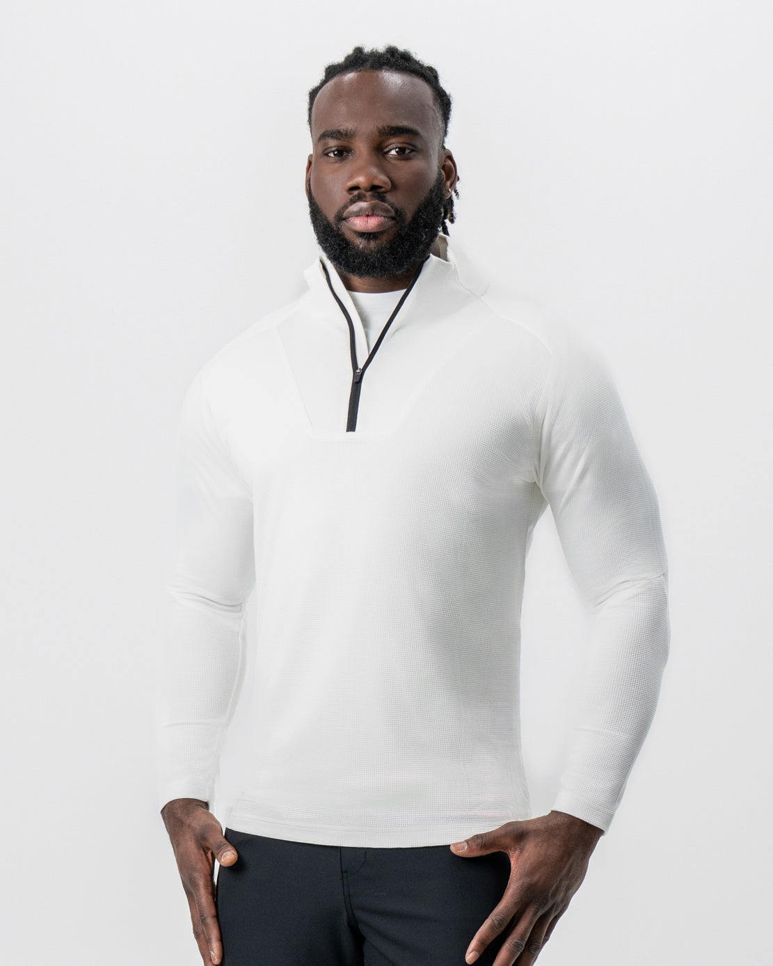 State & Liberty Waffle Knit Quarter Zip - Solid Cream
