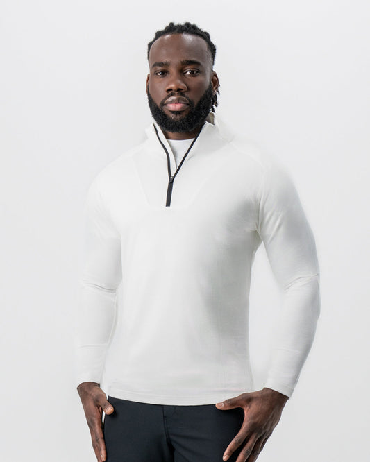State & Liberty Waffle Knit Quarter Zip - Solid Cream