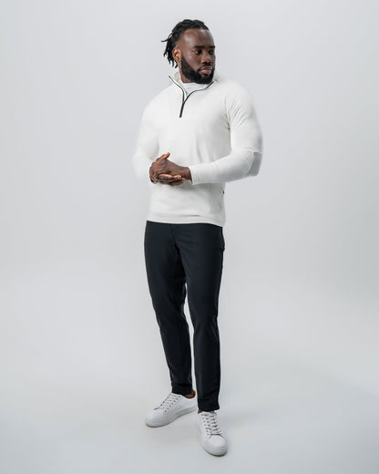 State & Liberty Waffle Knit Quarter Zip - Solid Cream
